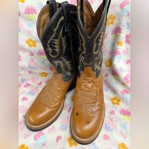 Tony Lama Black and Brown Leather Boots